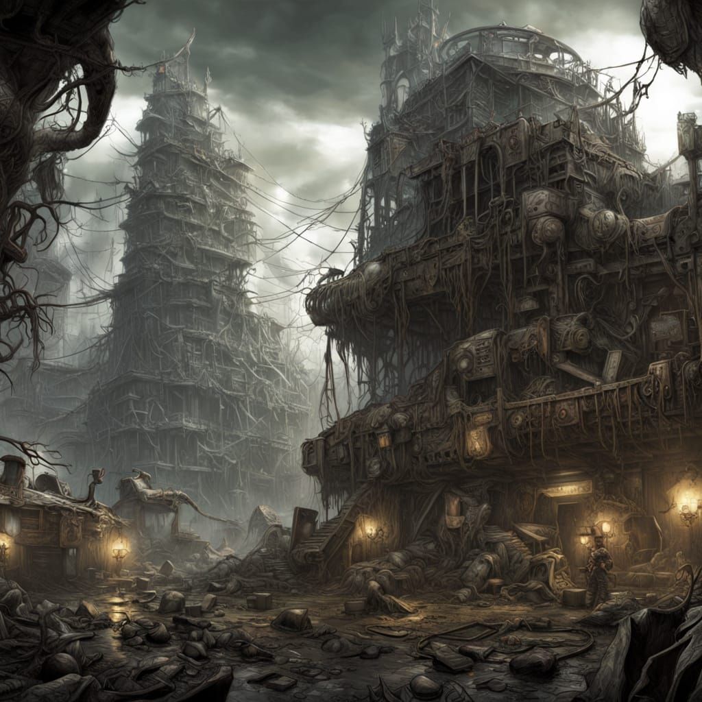 Eerie Post Apocalyptic Wonderland with Eldritch Details