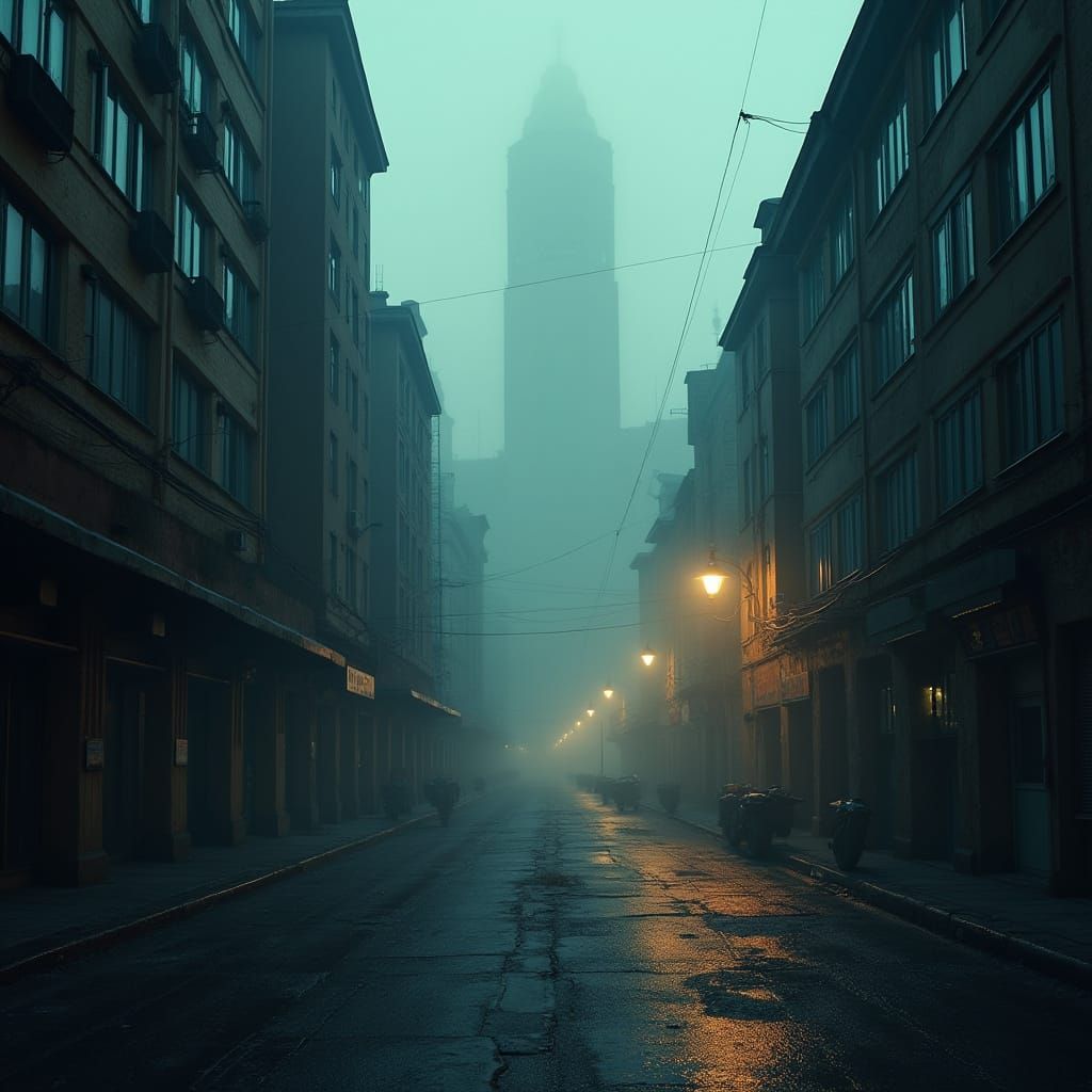 Gritty Dystopian Moscow Streets in Dark Cinematic Futurism