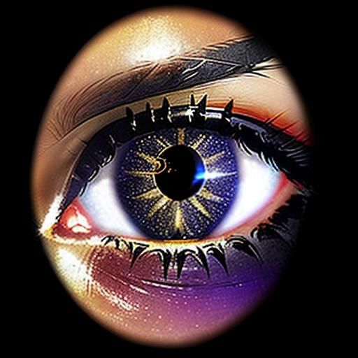 Crescent Moon and Star Reflected in Woman's Eye