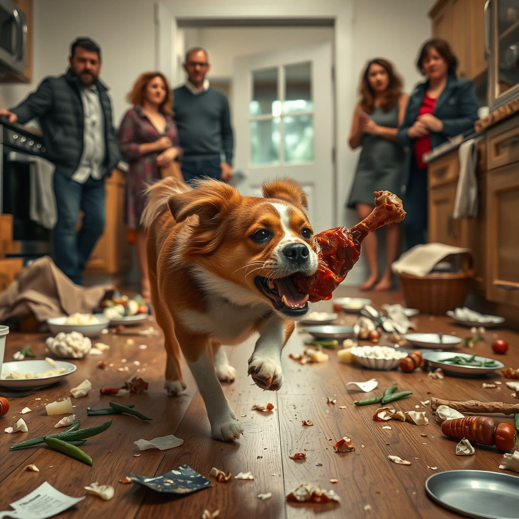 Surreal Family Kitchen Chaos in Hyper-Realistic Style
