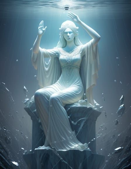 Surreal Sculpture: Woman Holds Rain, Man Untangles Time