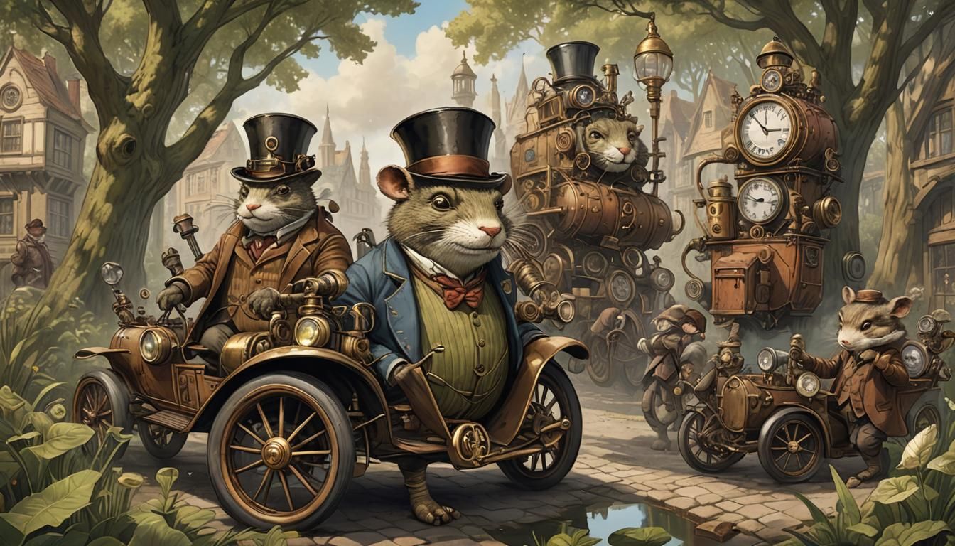 Steampunk Wind in the Willows Illustration