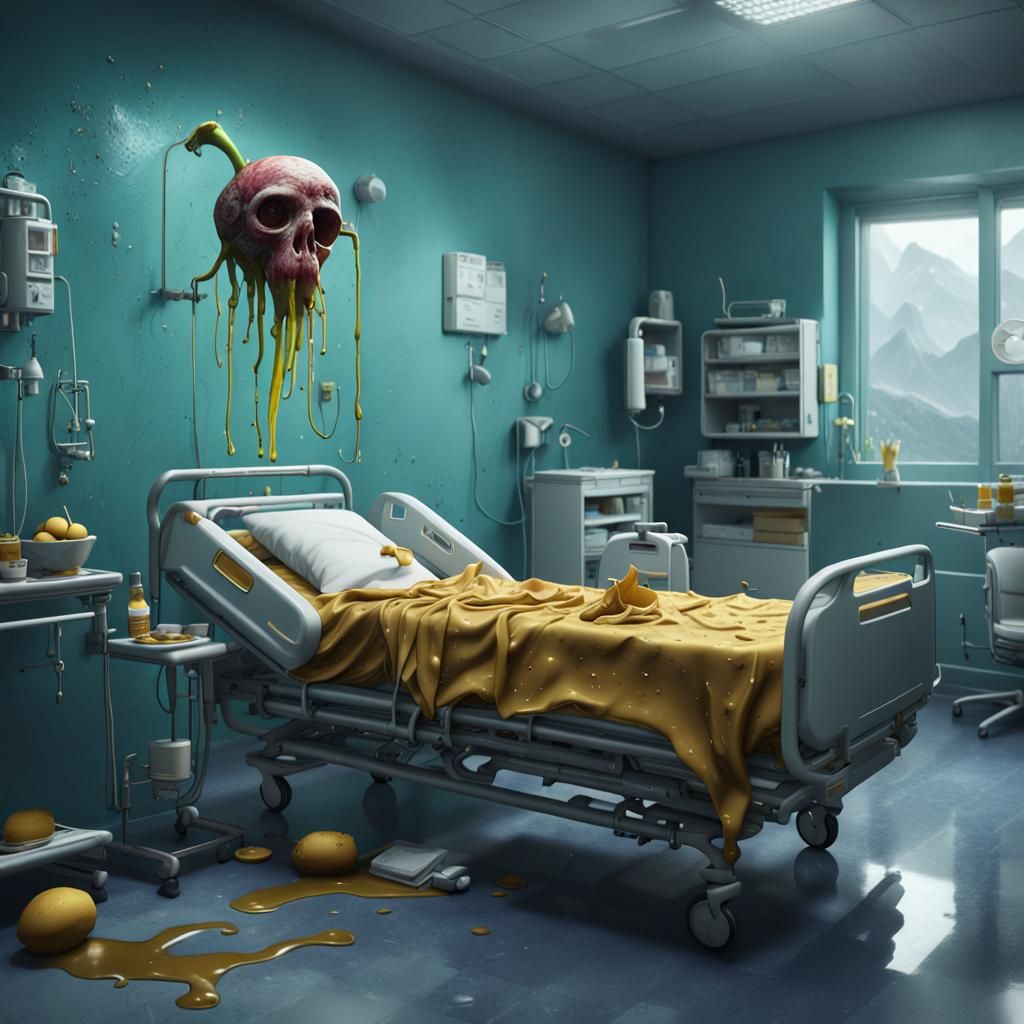 Banana Sick in Hospital: Fantasy Concept Art