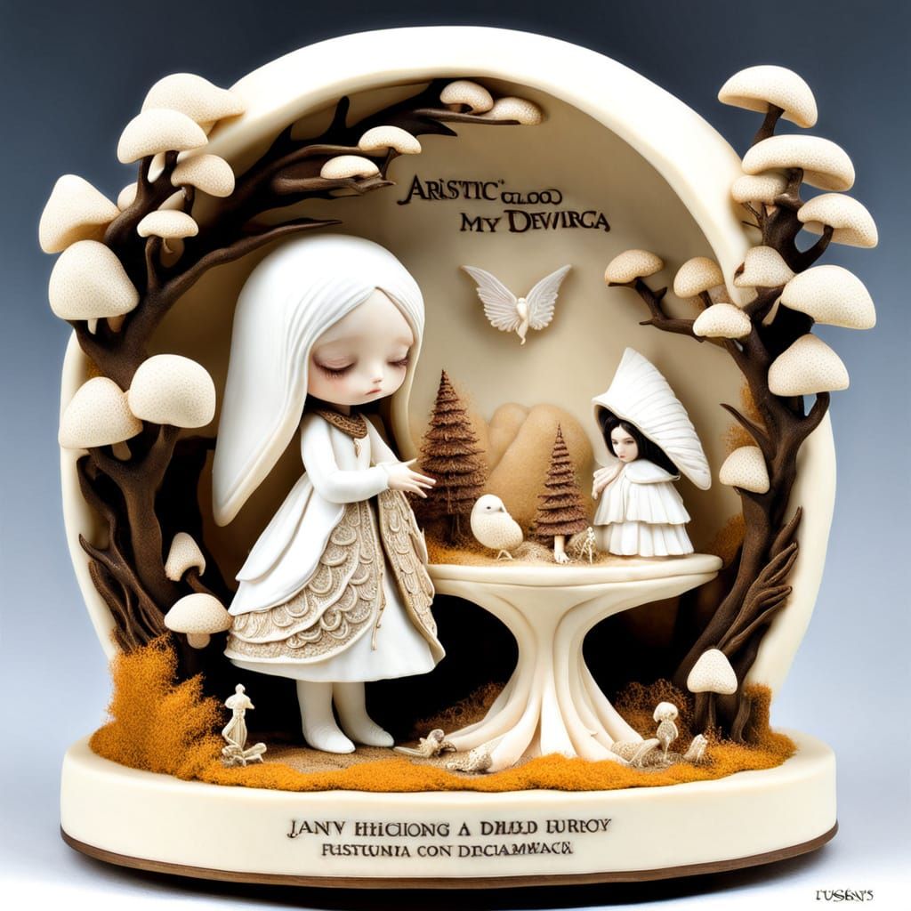 Ivory Bronze Nightmare Diorama: Fused Artistic Visions