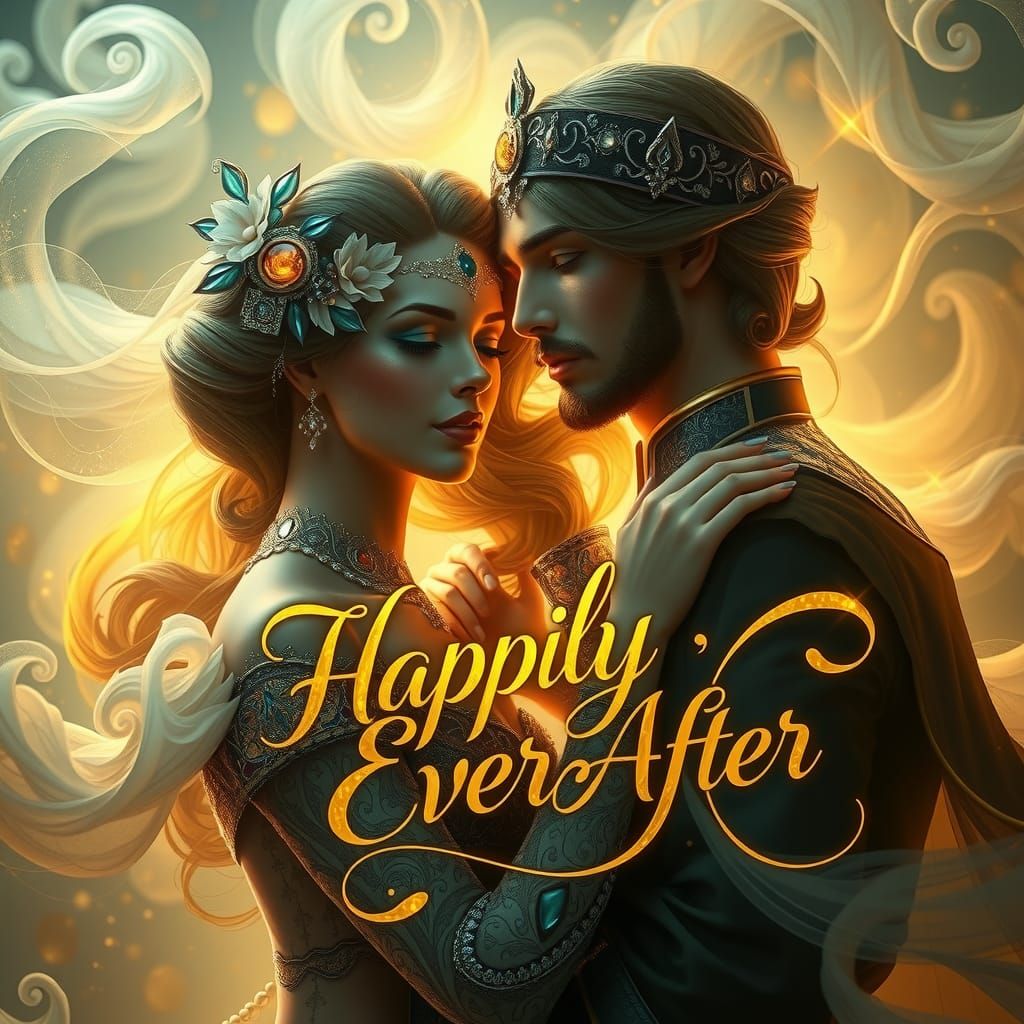 Caligraphy writing "Happily Ever After"