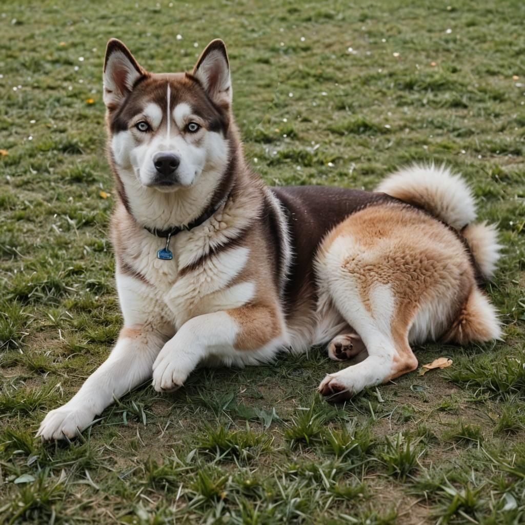 Pregnant Husky Resting: Professional Photography