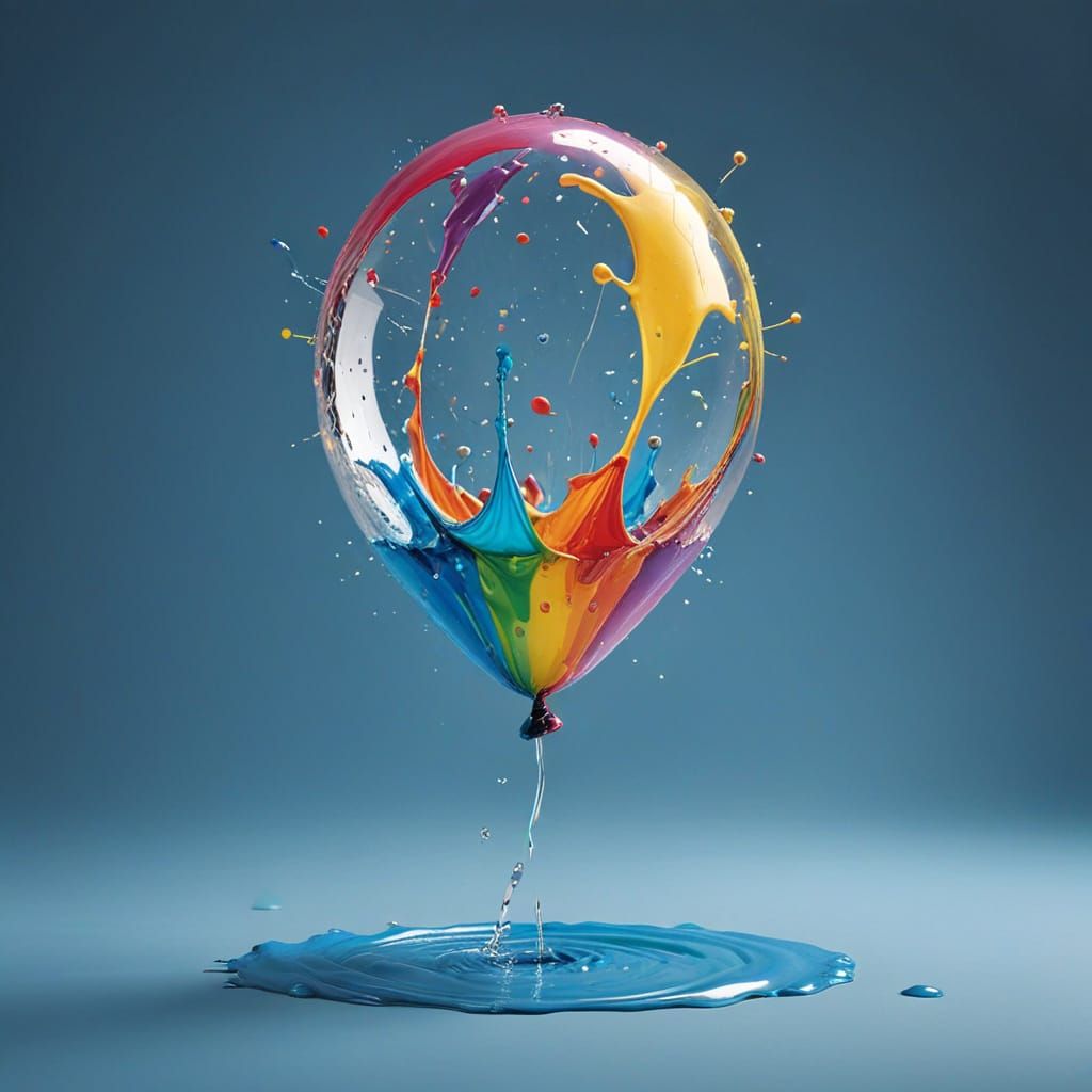 Splash Art: Water Drop Balloon in Digital Style