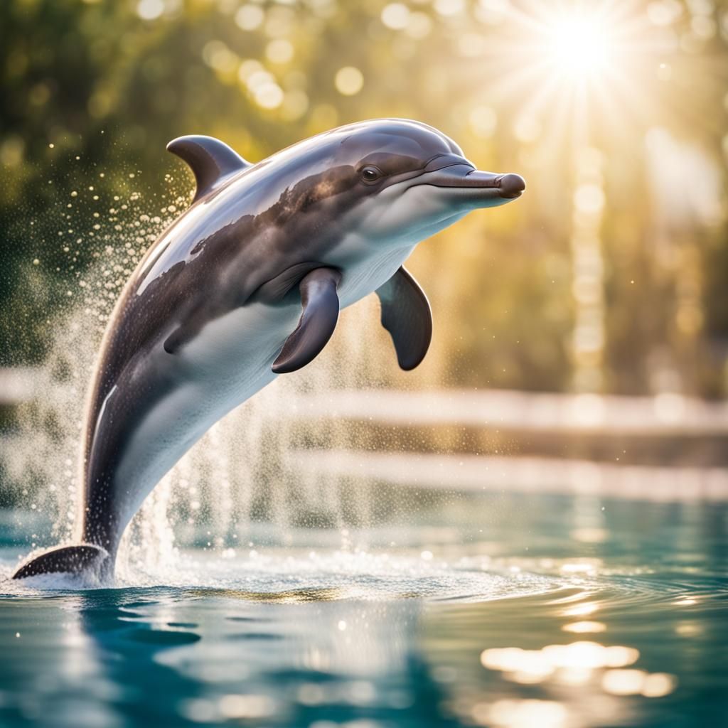 Dolphin Leaping in Tropical Paradise: Professional Photograp...