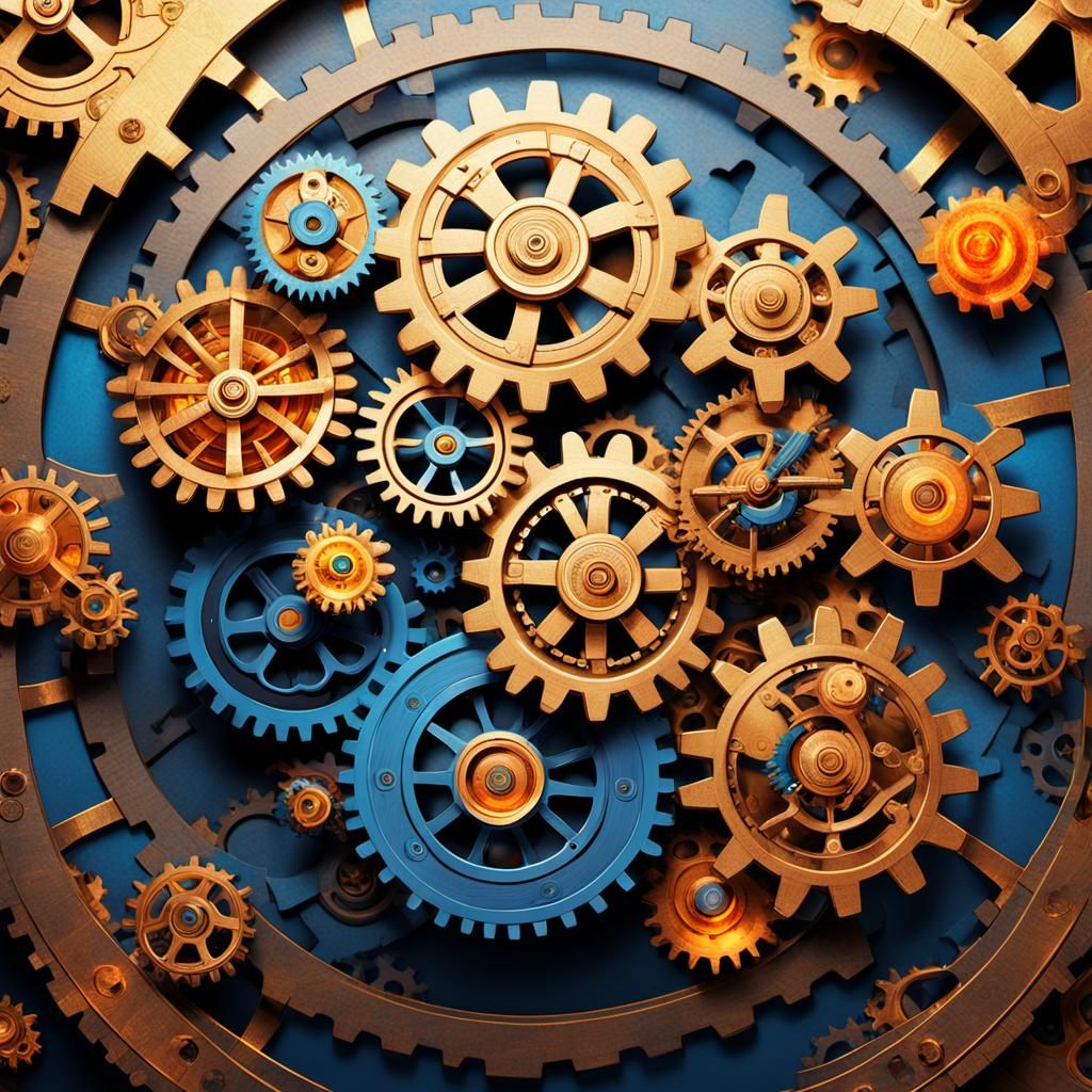 Steampunk Mechanical Flower Bouquet in Vibrant Golden Light