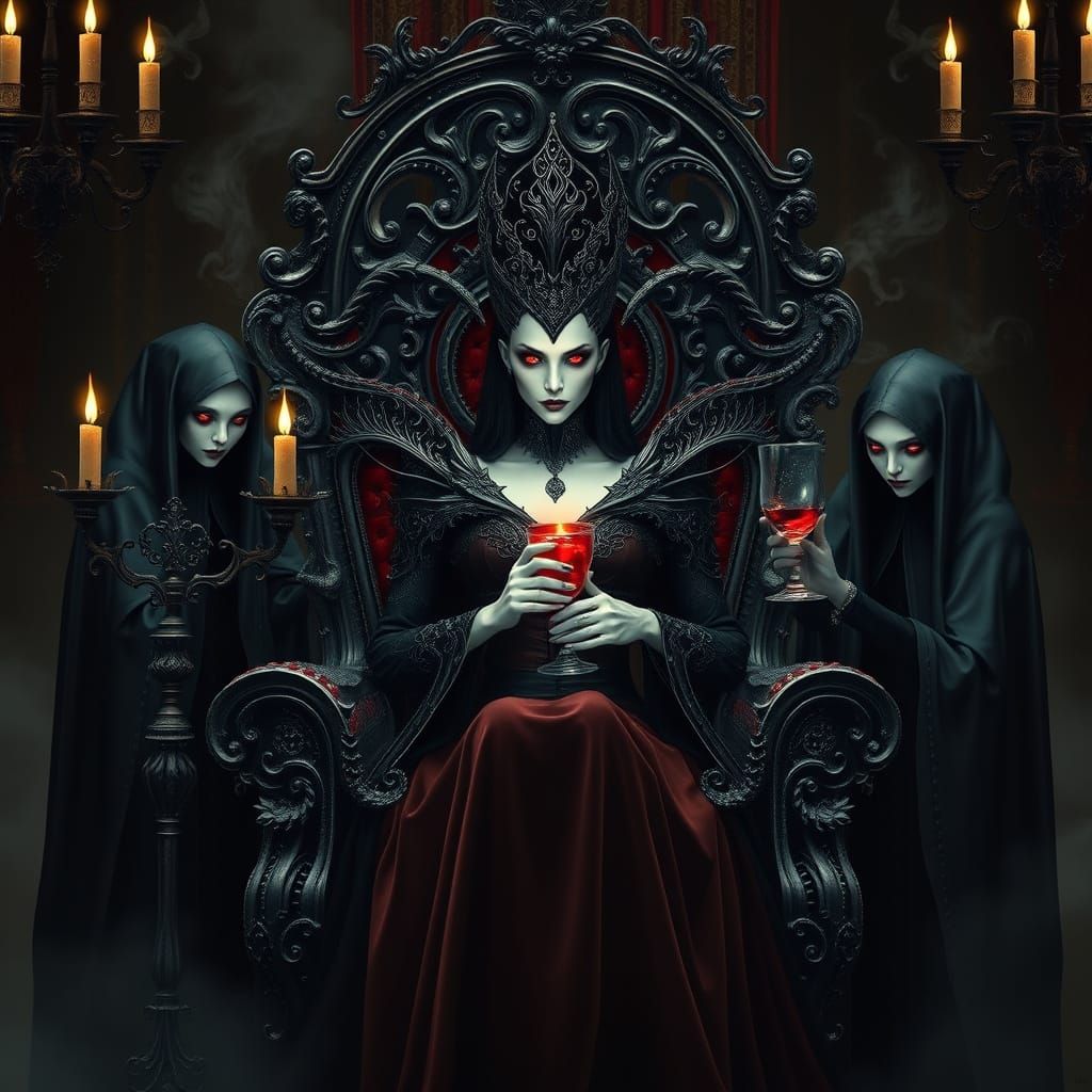 Gothic Cyborg Vampire Queen Reigns Supreme in Dark Majesty