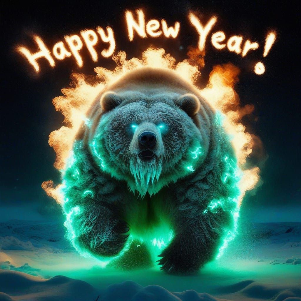Surreal Kodiak Bear Charged through Arctic Storm in Glowing....