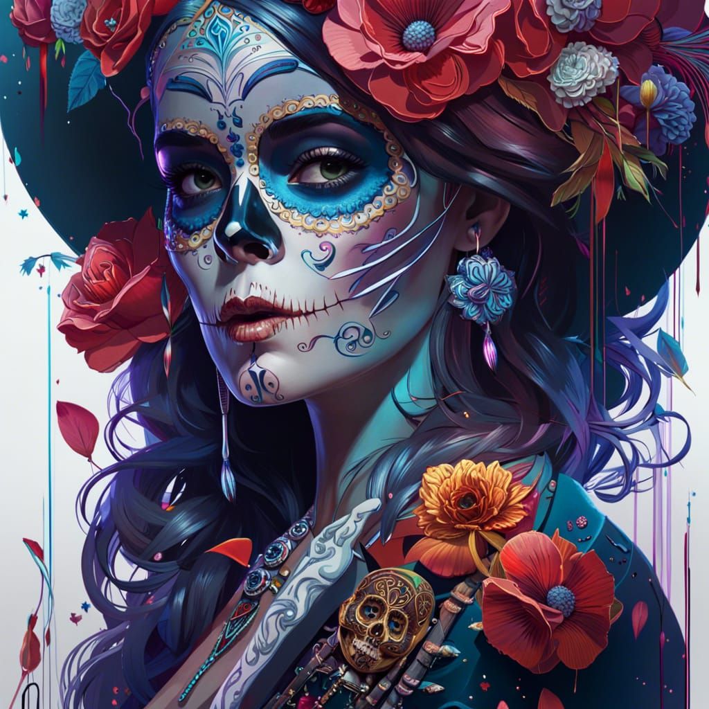 Detailed Sugar Skull as 3D Digital Art