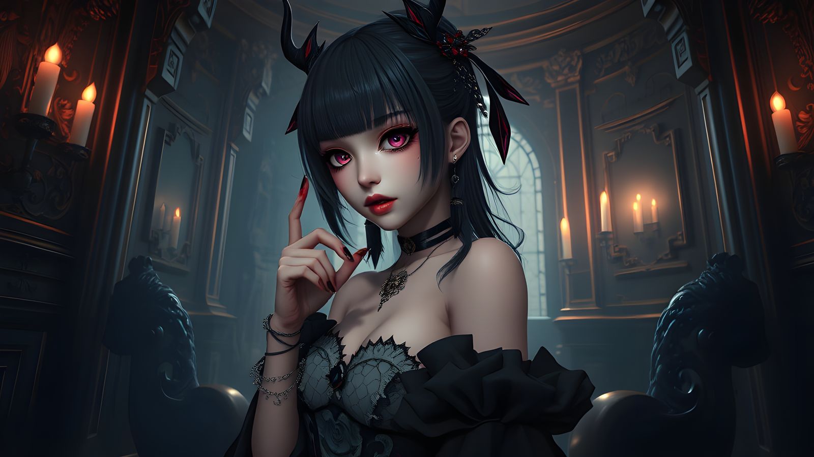 Gothic Anime Princess in Detailed 3D Art