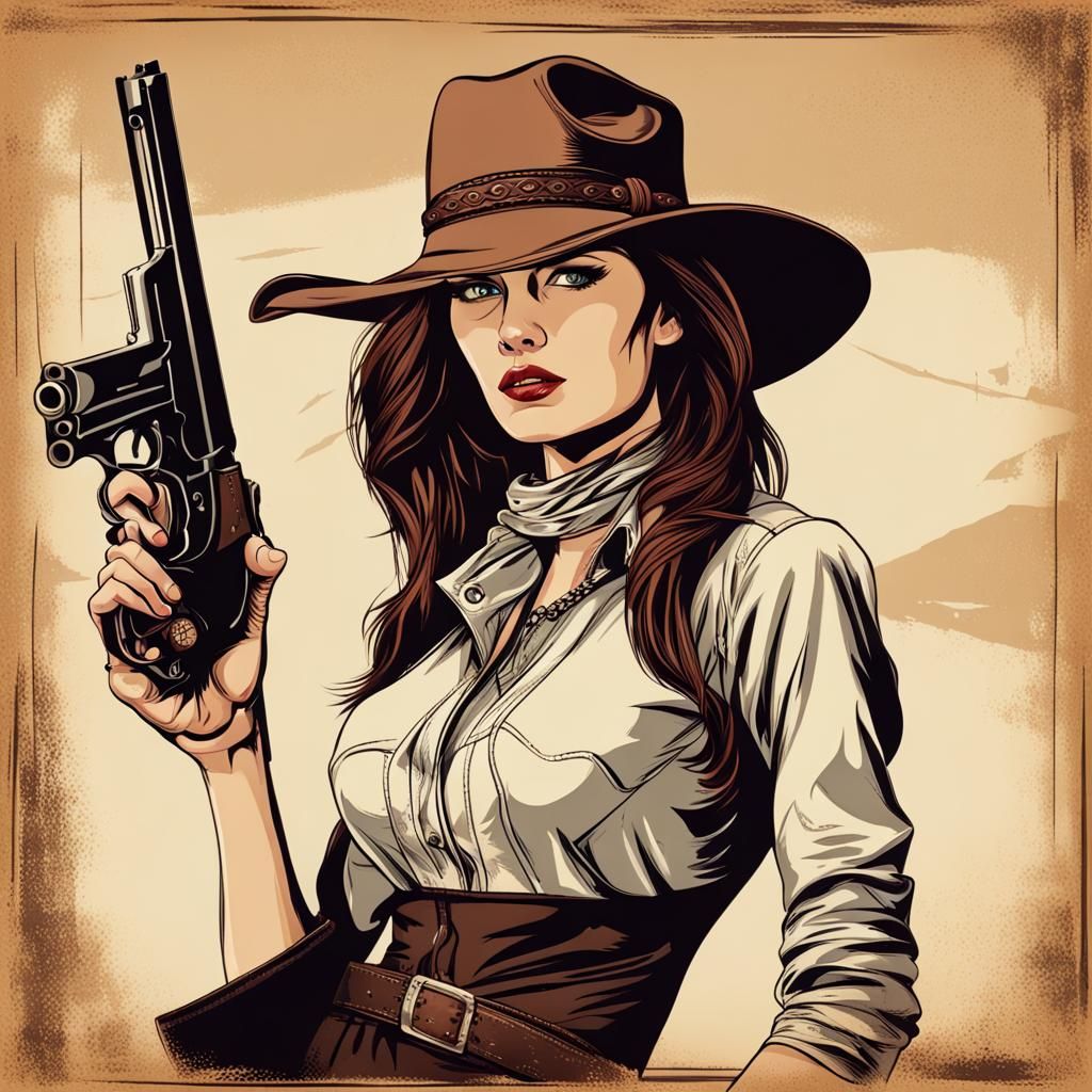 Modern Western Outlaw Woman with Gun