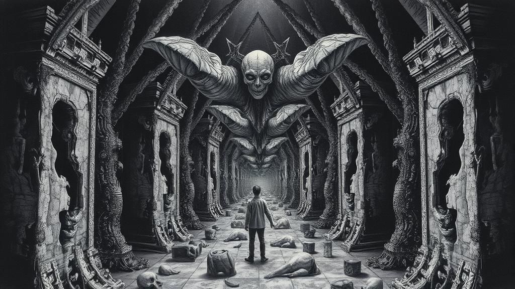 Surreal Fantasy Portrait in Charcoal Drawing Style