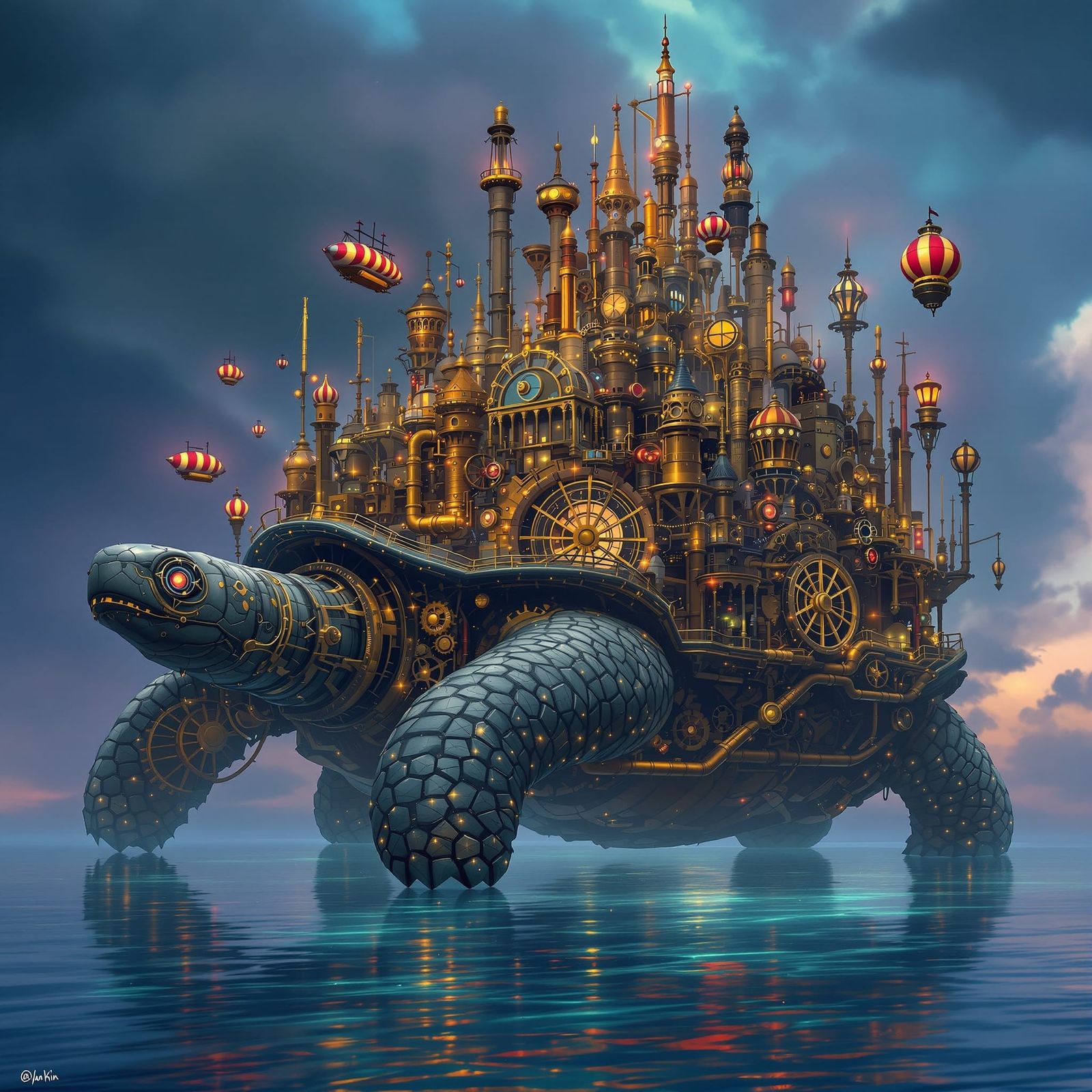 Steampunk City on a Tortoise: Digital Painting