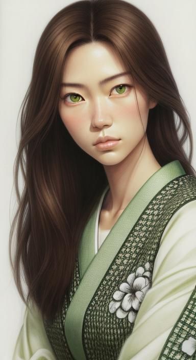 Hyper-Realistic Pencil Portrait of a Japanese Girl