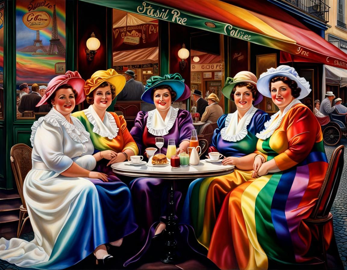 Multiple BBW seated Ladies who Lunch