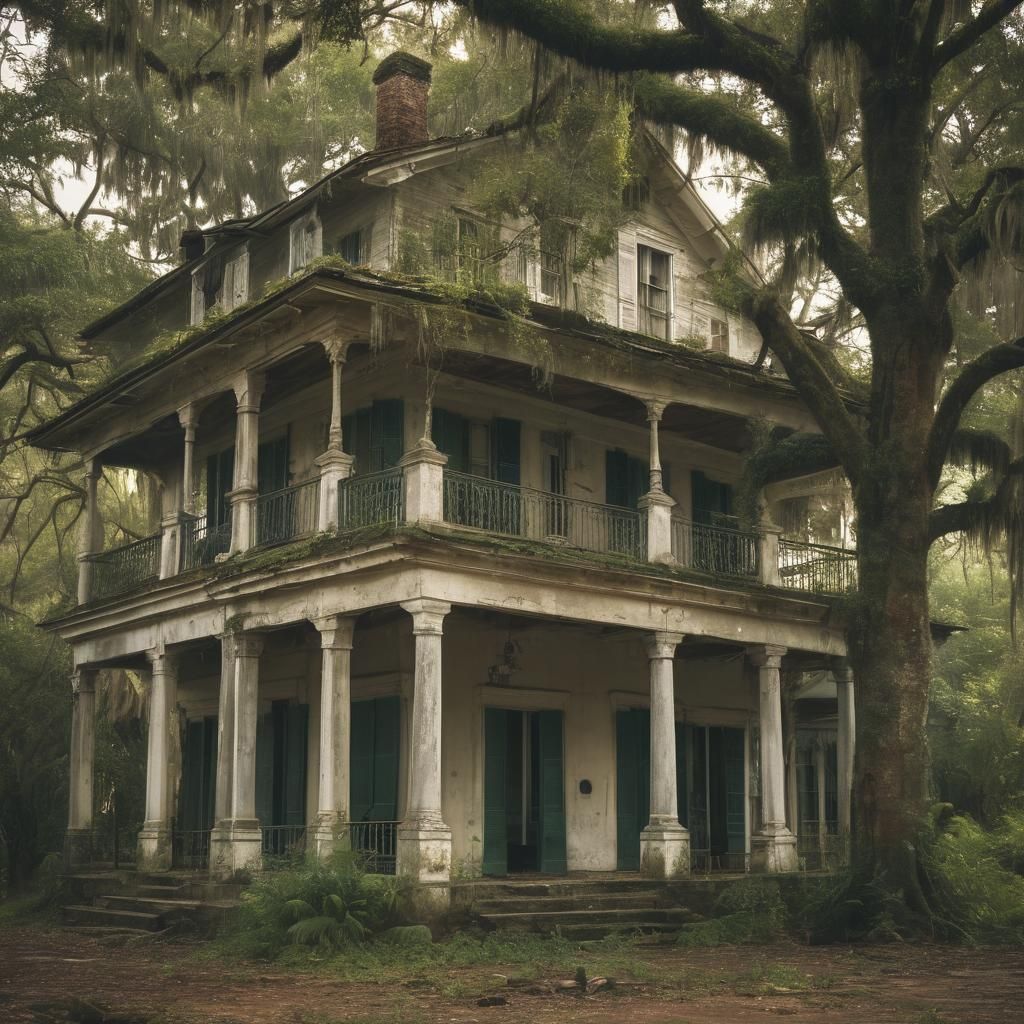 Eerie Southern Gothic Colonial House in Louisiana