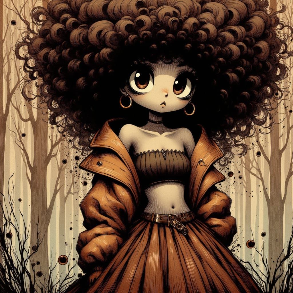 Afro, big eyes
