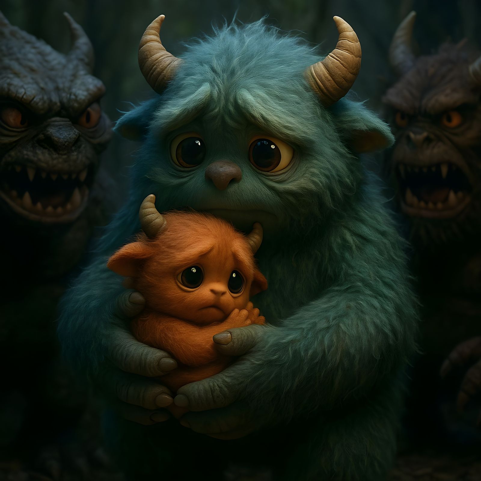 Cute Monster Protects Baby From Monsters in CGI