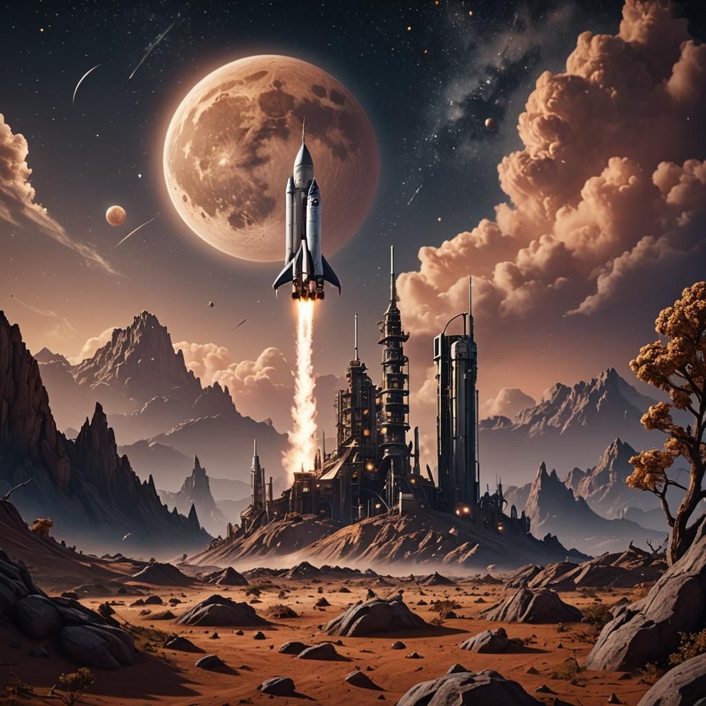 Almond Moon Landing: Detailed Matte Painting