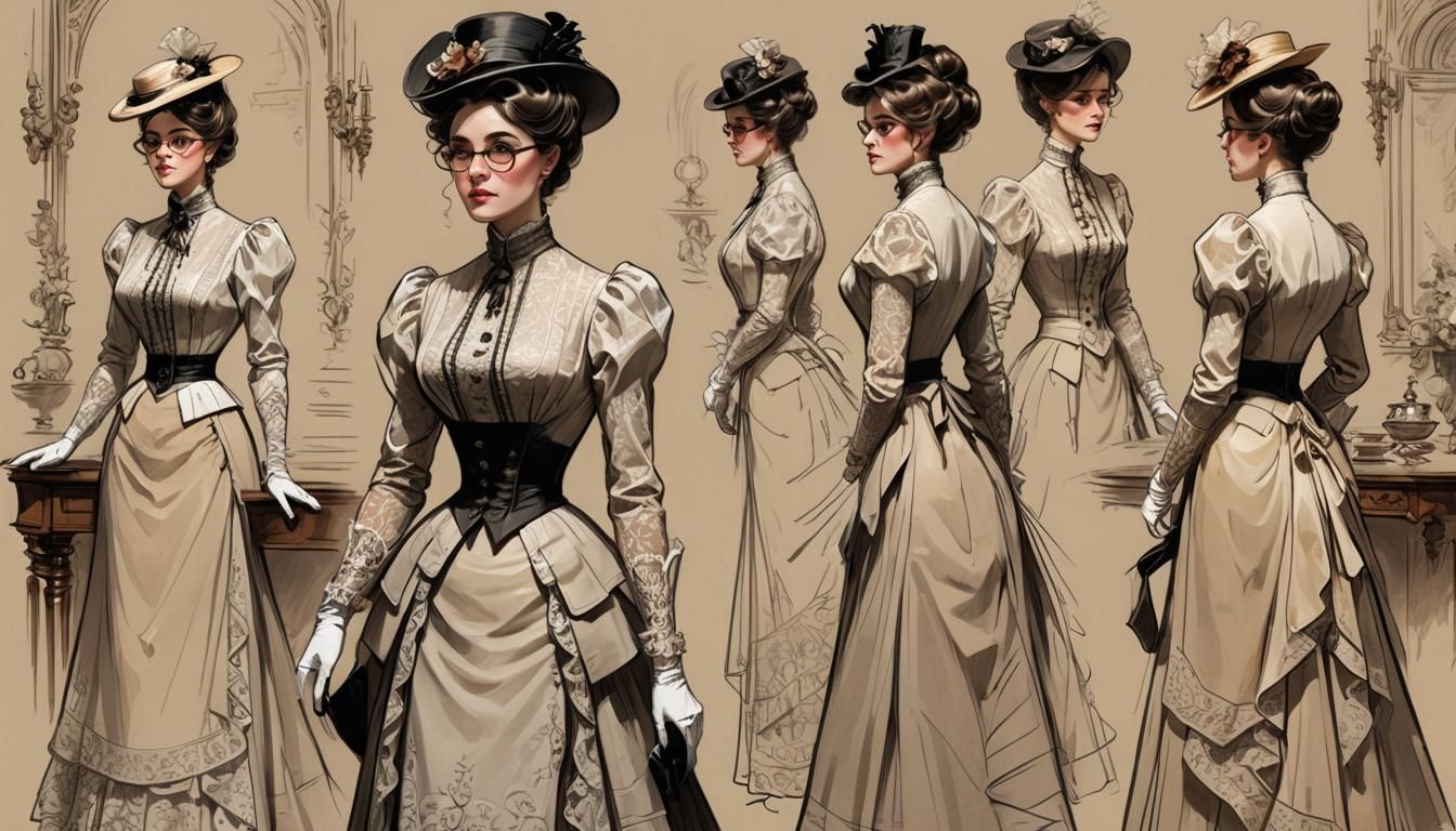 Elegant Woman in 1910 Parisian Interior: Watercolor Concept ...