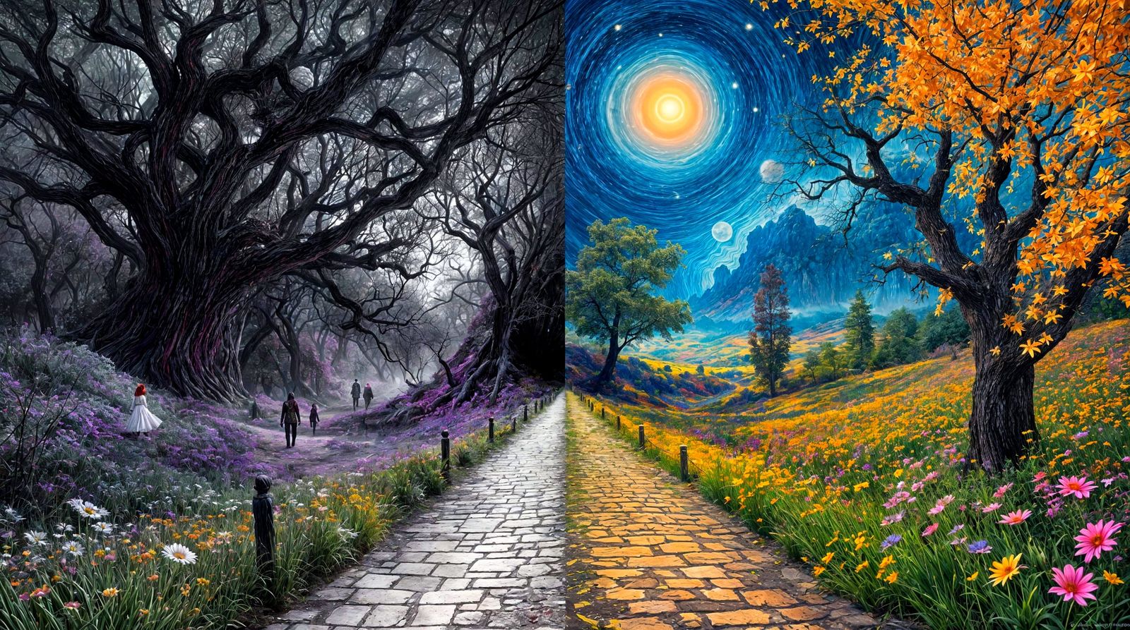 Split Path: Nightmare vs. Dreamscape Artwork