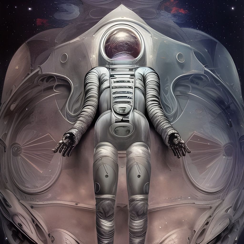 Cosmic Astronaut Frozen in Space: Digital Matte Painting