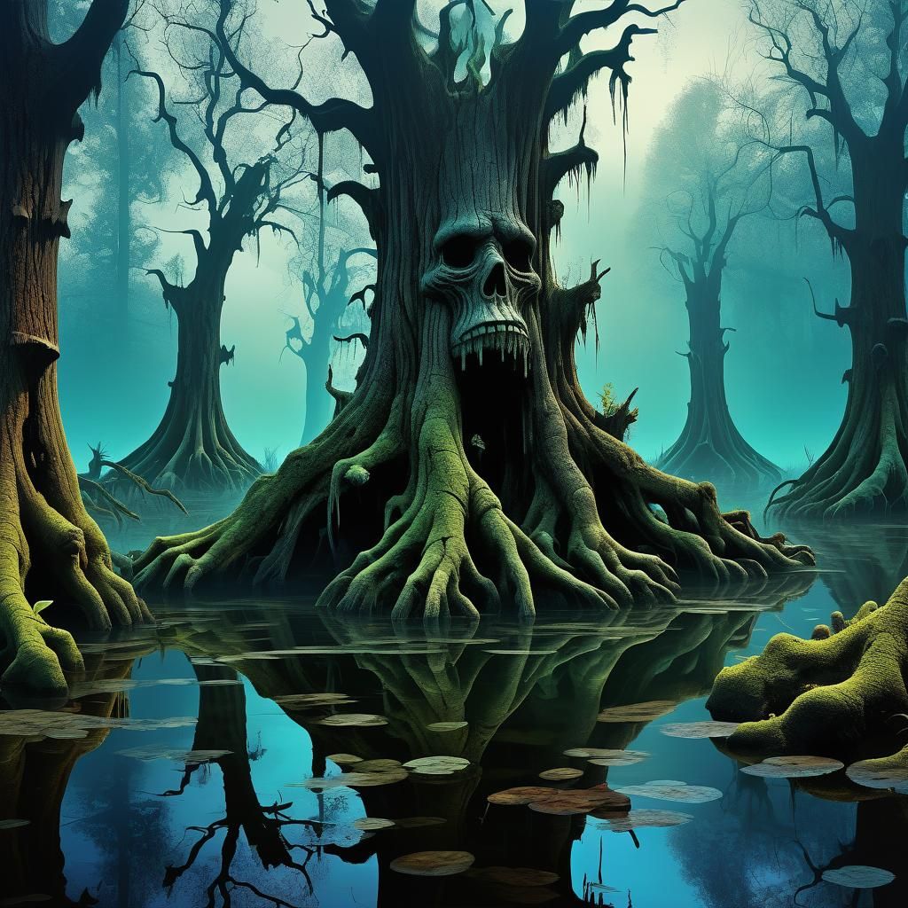 Dark Swamp Spirits in Magic Surrealism