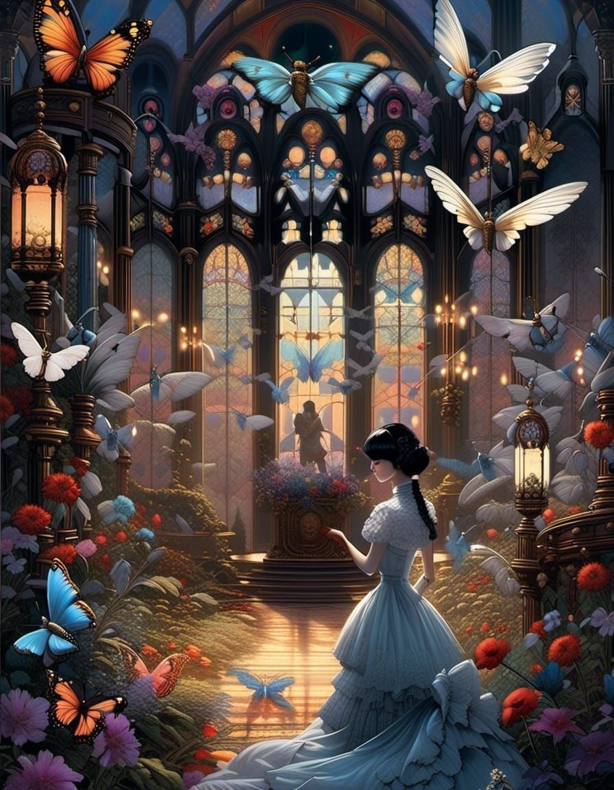 Gothic Anime Dolls with Biopunk Beetles Collage