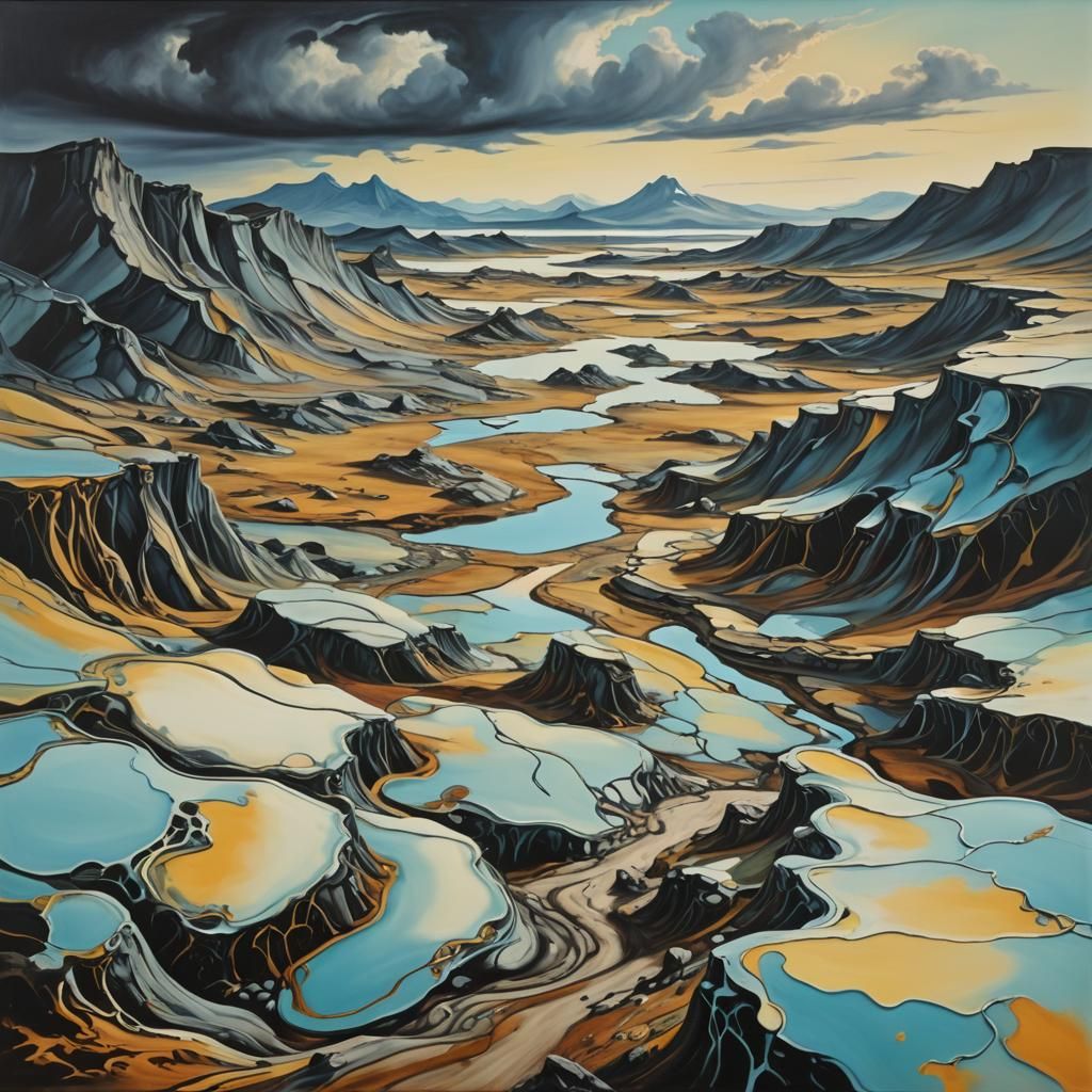 Surreal Serpentine Barrens of Newfoundland as Oil Painting