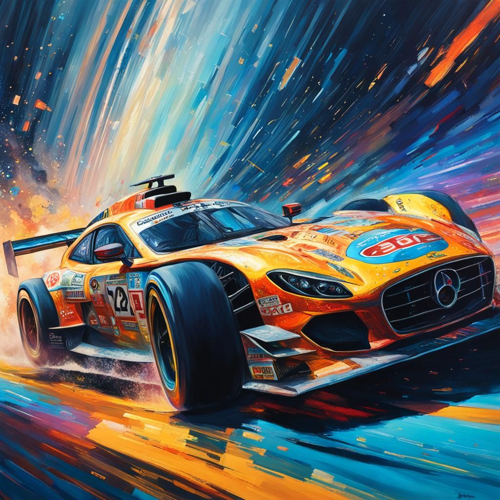 High Speed Race on Saturn: Hyperrealistic Cosmic Art