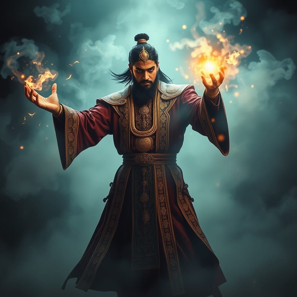 Mystical Magician Performs Ancient Ritual in Enchanted Realm