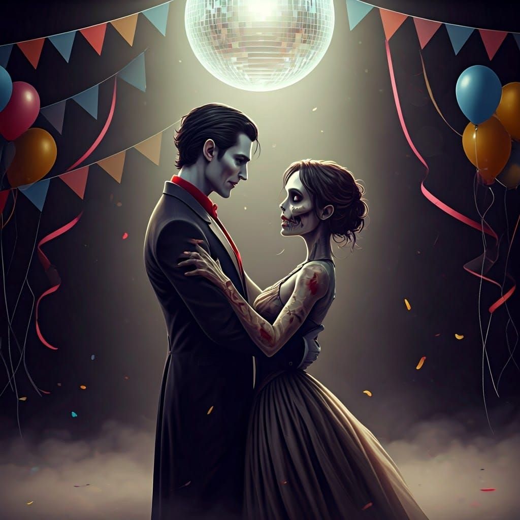 Vampire and Zombie Dance in Gothic Style