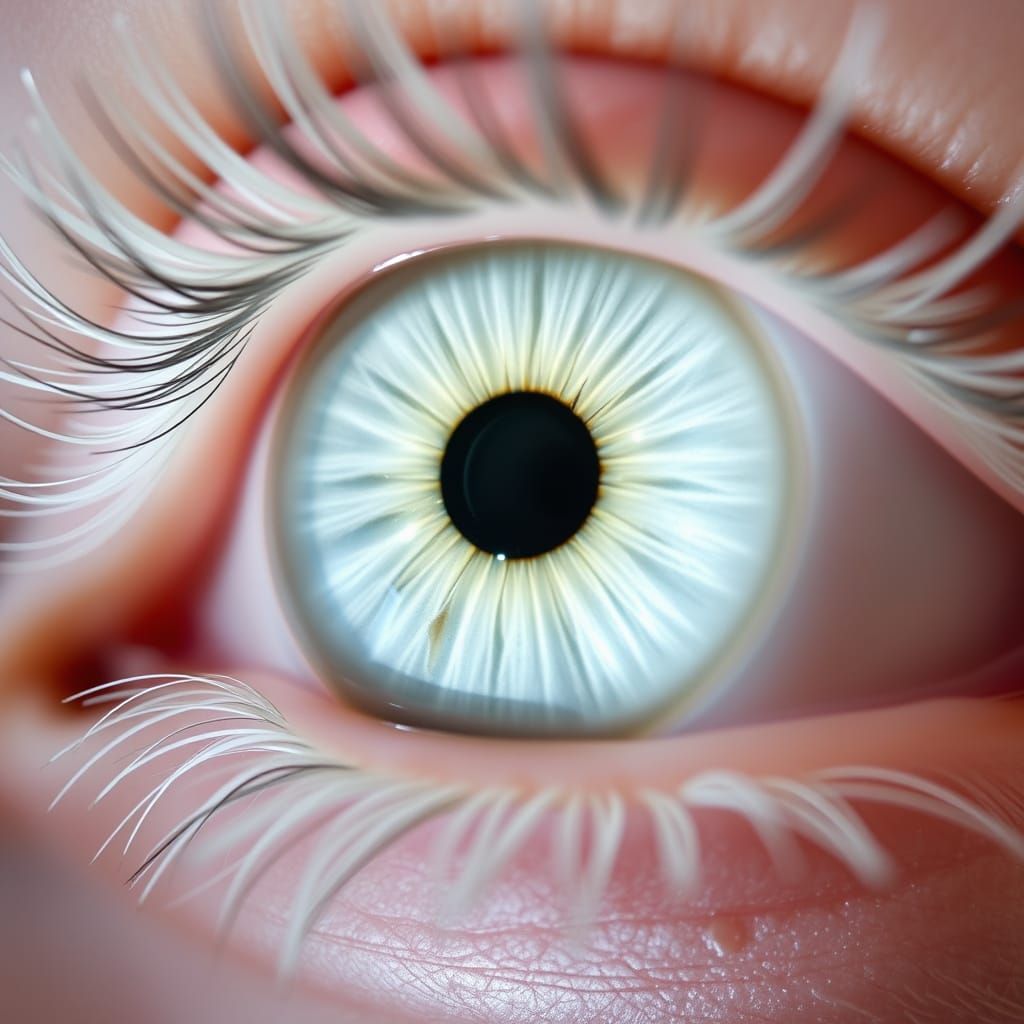 Macro Photograph of a White Albino Eye