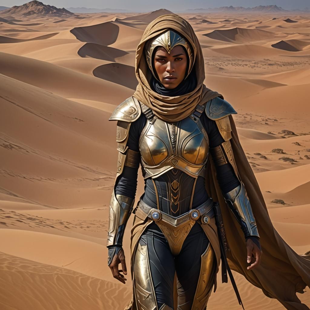 Fremen Warrior of Arrakis in Art Nouveau Style
