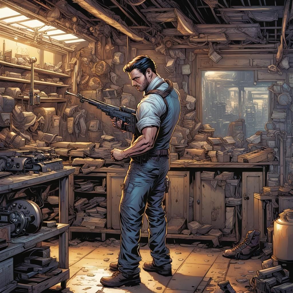 Gunsmith in Comic Book Style Illustration