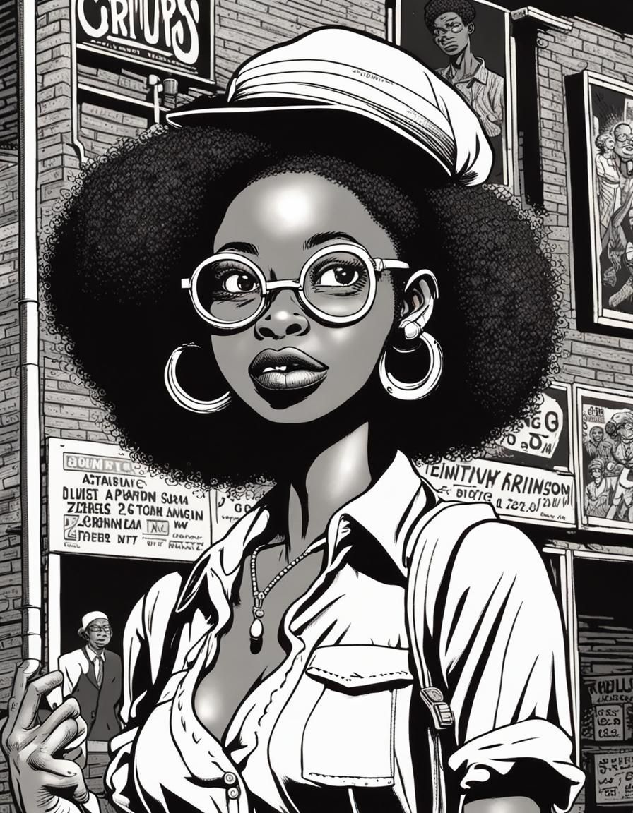 Black Woman in Underground Comic Style