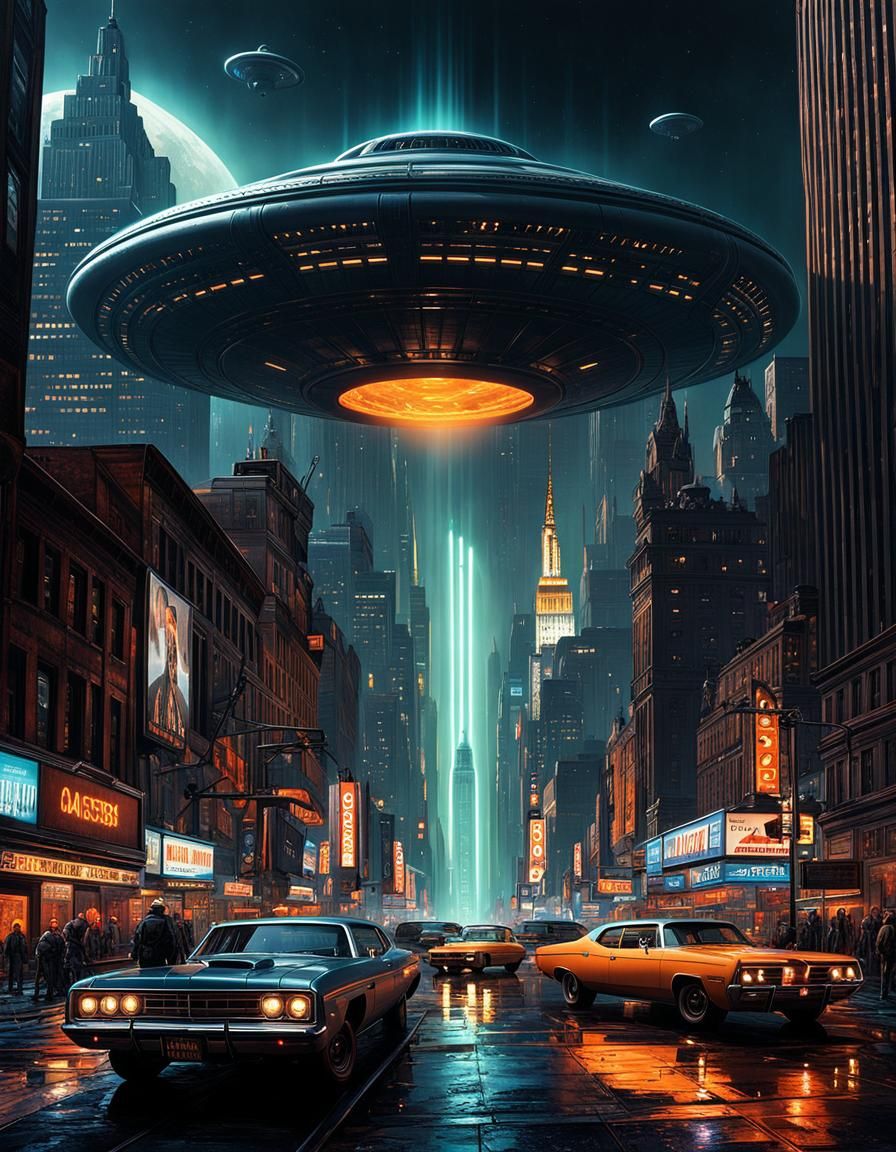 Dreamcore New York City Alien Invasion, Digital Art