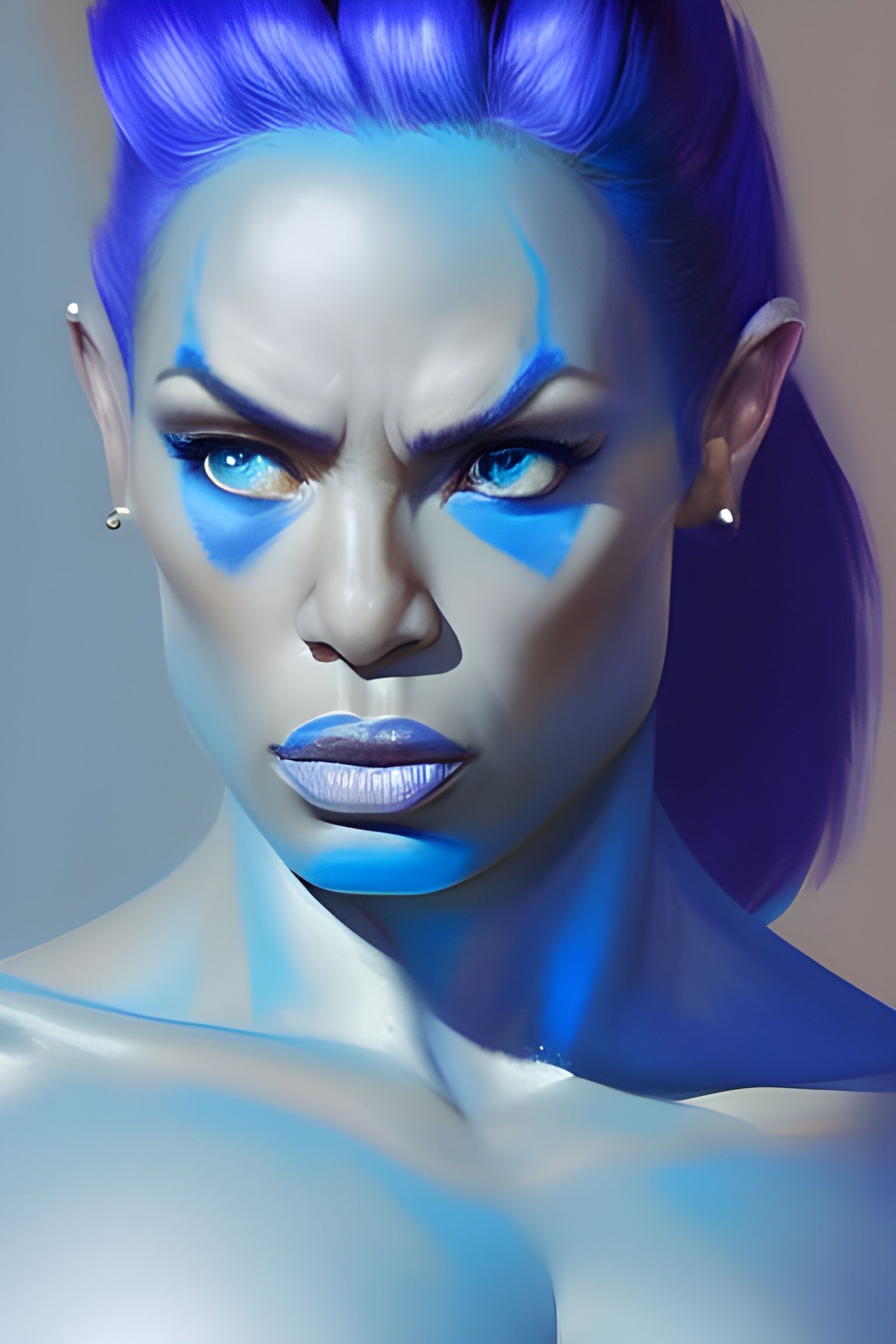 The Rock as Smurfette: Hyperdetailed Portrait