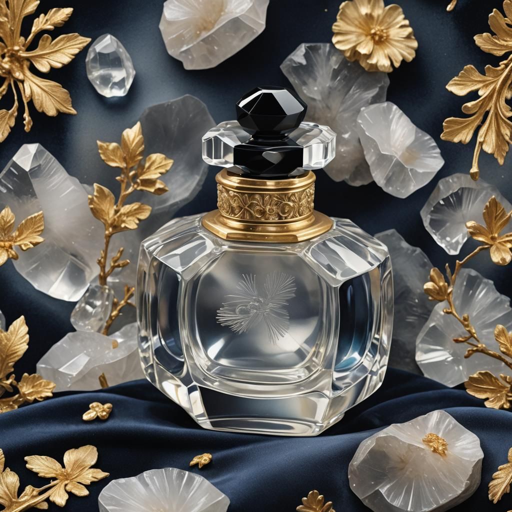 Luxurious Crystal Perfume Bottle in Oil Painting Style