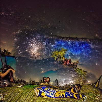Psychedelic Starry Night Sky and Milky Way