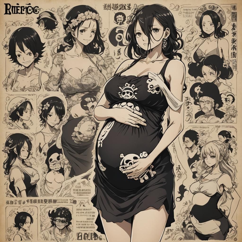 Pregnant Anime Woman in Manga Style