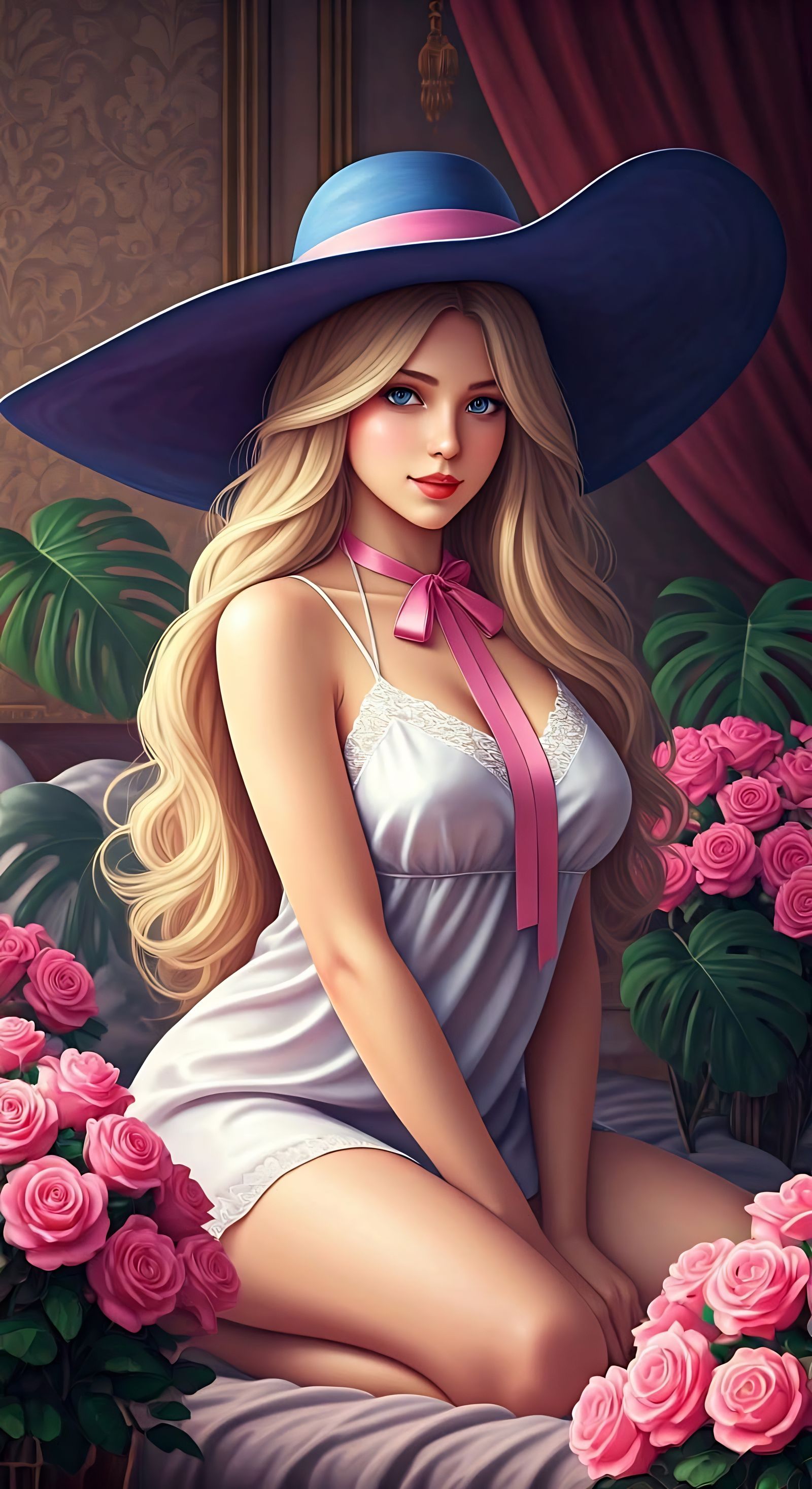 Alluring Elegant Woman in Luxury Bedroom