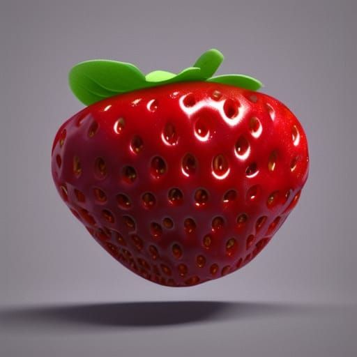 Strawberry in Pixar Disney 3D Digital Art Style