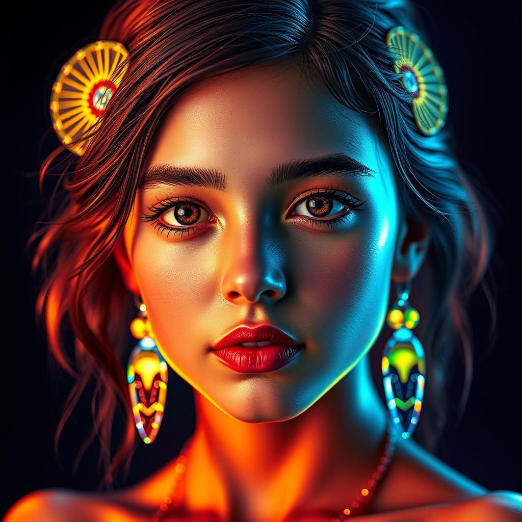 Kaleidoscopic Portrait of a Beautiful Girl in 8K