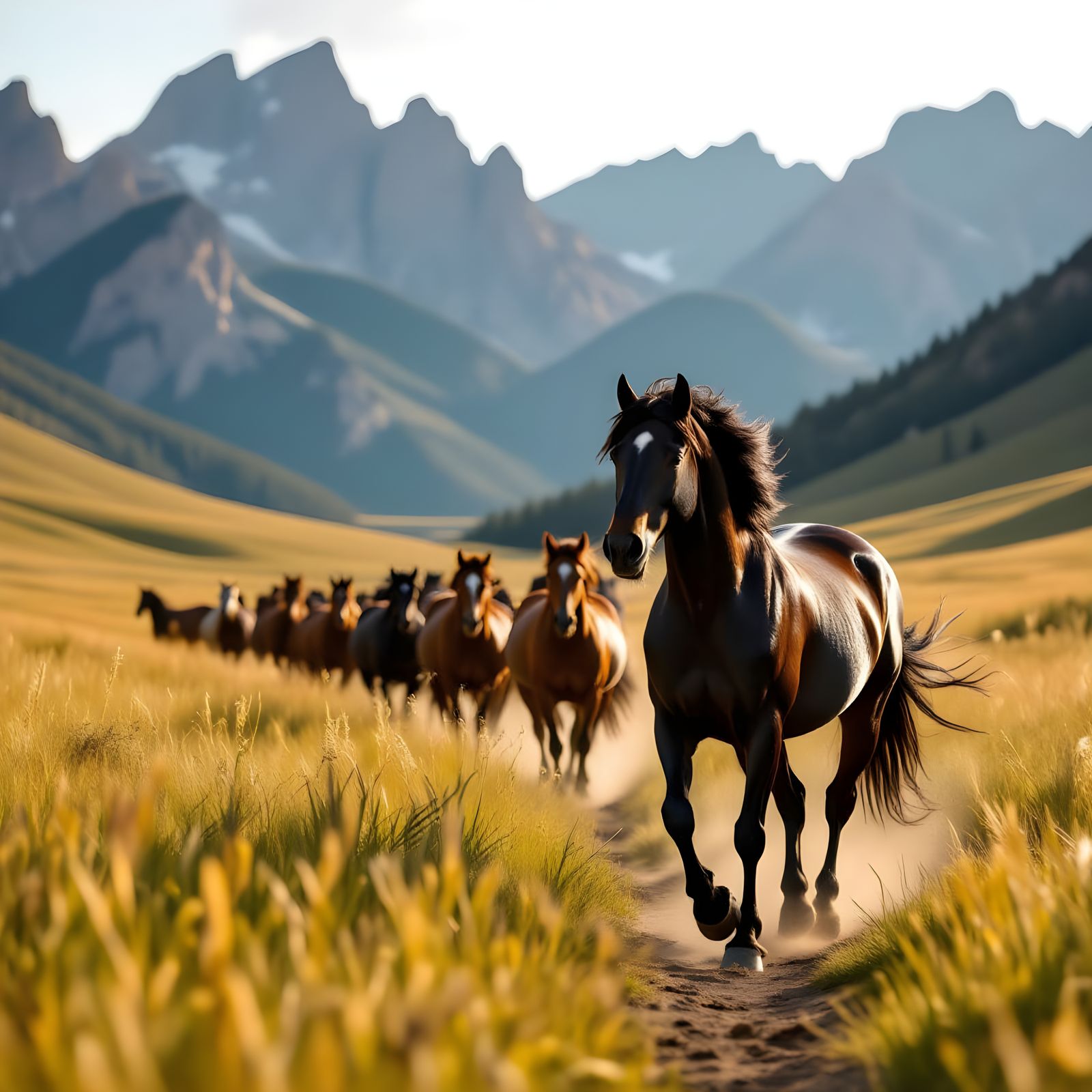 Black Stallion Leads Wild Horses in Cinematic Style