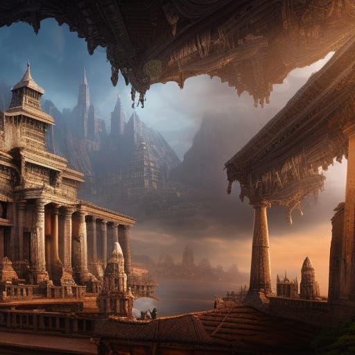 Mystical Ancient City: Epic Digital Matte Painting