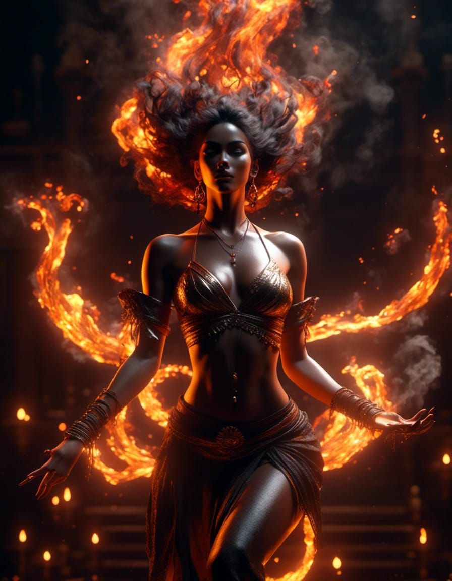 Dynamic Fire Bender Dance in Hyperreal 3D Animation